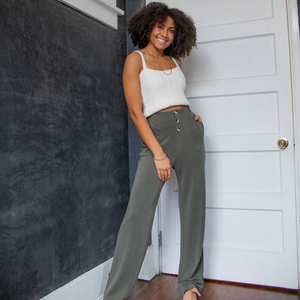 Green bamboo pants